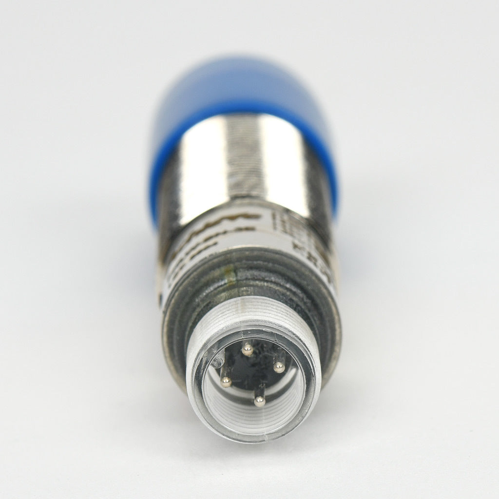 AchieVe photoelectric sensor, tubular, threaded, diffuse with background suppression, 90-degree, 30-130mm sensing distance, complementary light-on/dark-on, NPN, potentiometer, 1.5 kHz switching frequency, 4-pin M12 quick-disconnect.-FKLW-BN-3E