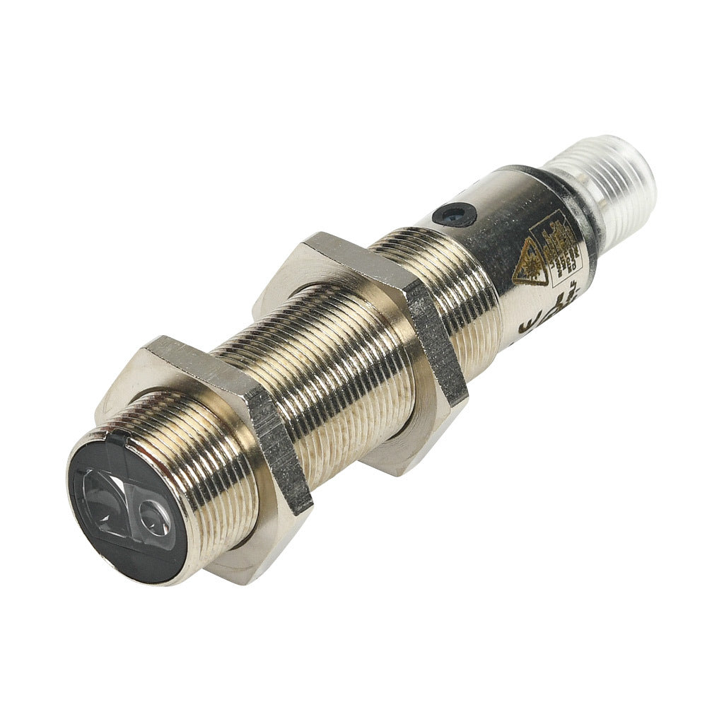 AchieVe photoelectric sensor, tubular, threaded, diffuse with background suppression, 30-150mm sensing distance, complementary light-on/dark-on, PNP, potentiometer, 1.5 kHz switching frequency, 4-pin M12 quick-disconnect.-FKLW-BP-1E