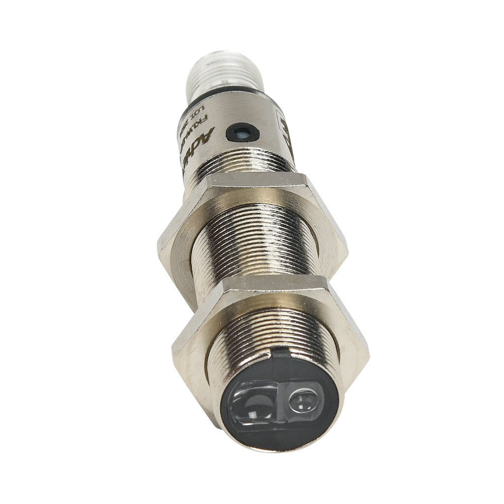 AchieVe photoelectric sensor, tubular, threaded, diffuse with background suppression, 30-150mm sensing distance, complementary light-on/dark-on, PNP, potentiometer, 1.5 kHz switching frequency, 4-pin M12 quick-disconnect.-FKLW-BP-1E