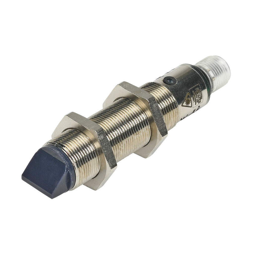 AchieVe photoelectric sensor, tubular, threaded, diffuse with background suppression, 90-degree, 30-130mm sensing distance, complementary light-on/dark-on, PNP, potentiometer, 1.5 kHz switching frequency, 4-pin M12 quick-disconnect.-FKLW-BP-3E