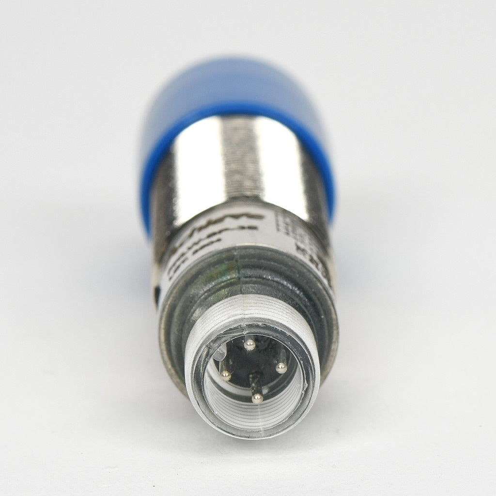 AchieVe photoelectric sensor, tubular, threaded, diffuse with background suppression, 90-degree, 30-130mm sensing distance, complementary light-on/dark-on, PNP, potentiometer, 1.5 kHz switching frequency, 4-pin M12 quick-disconnect.-FKLW-BP-3E