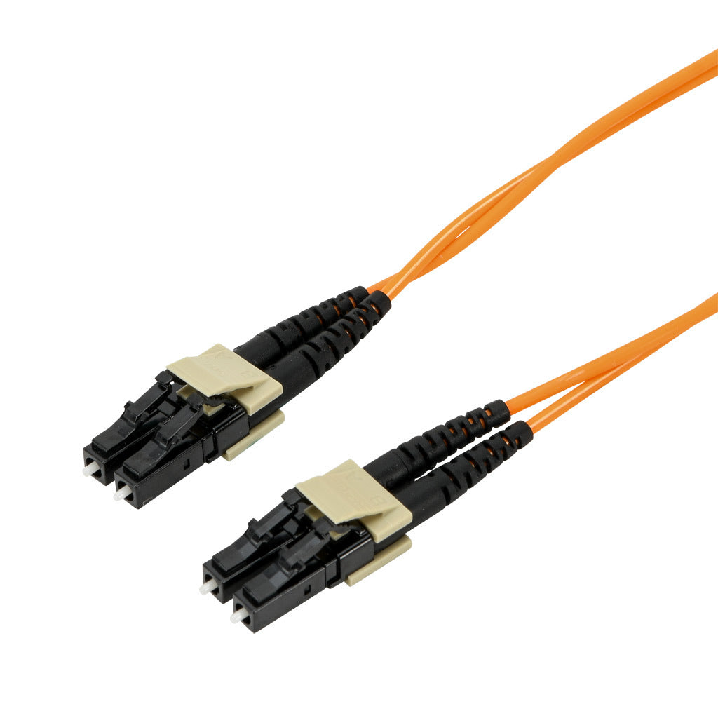 AchieVe OM1 multi-mode fiber optic Ethernet patch cable, LC duplex to LC duplex, 3.2ft/1m cable length, orange. For use with 10/100/1000 Mbps networks.-FOM-OM1-LCLC-001
