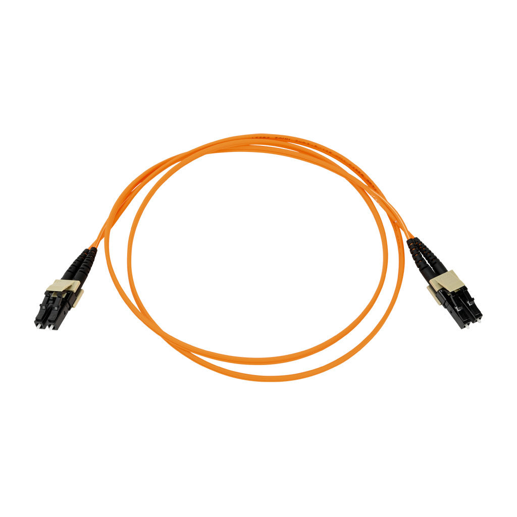 AchieVe OM1 multi-mode fiber optic Ethernet patch cable, LC duplex to LC duplex, 3.2ft/1m cable length, orange. For use with 10/100/1000 Mbps networks.-FOM-OM1-LCLC-001