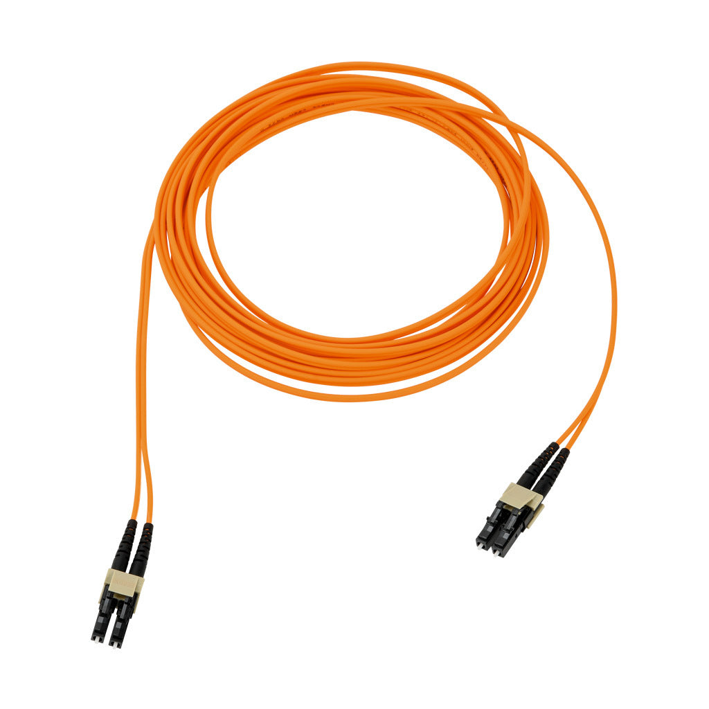 AchieVe OM1 multi-mode fiber optic Ethernet patch cable, LC duplex to LC duplex, 16.4ft/5m cable length, orange. For use with 10/100/1000 Mbps networks.-FOM-OM1-LCLC-005