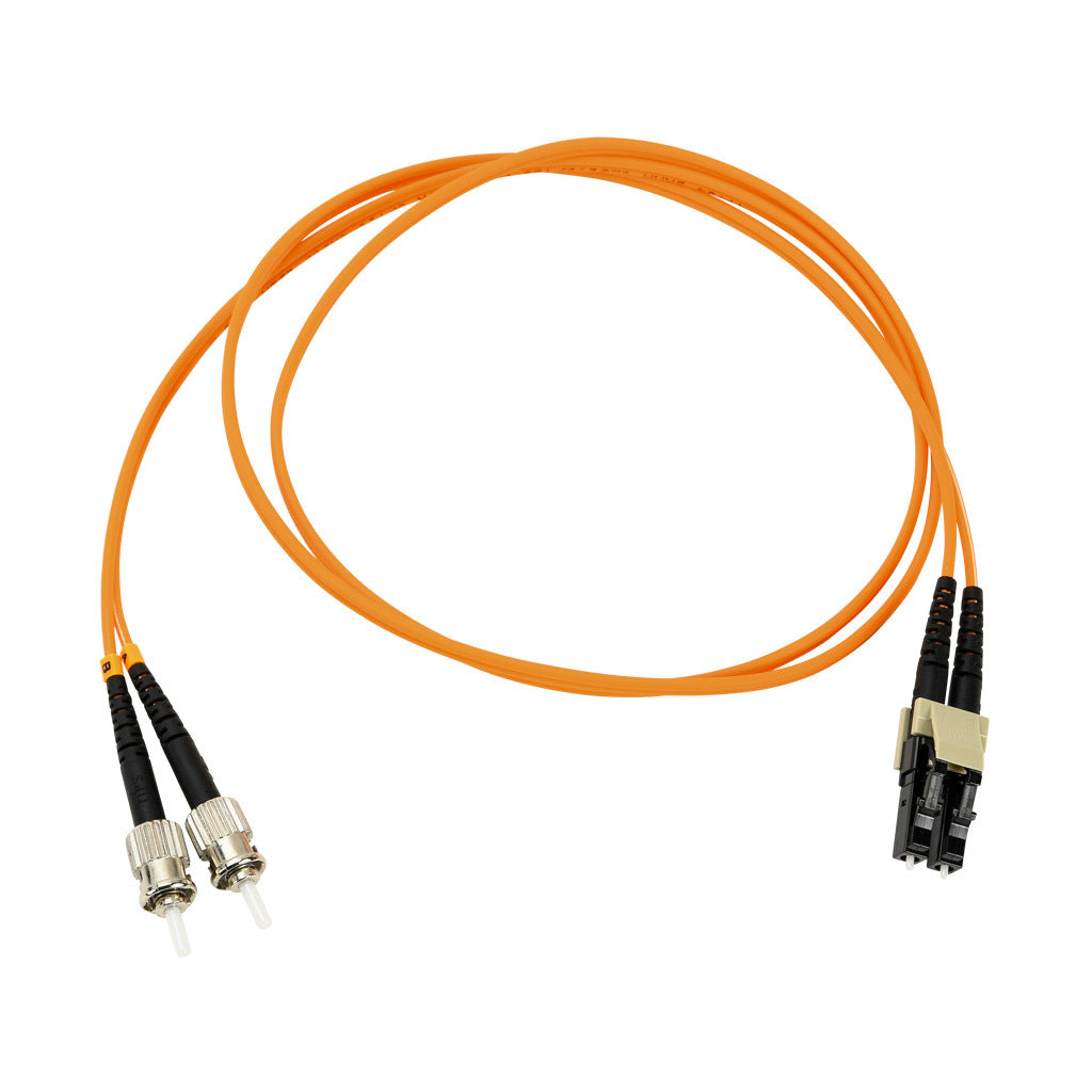 AchieVe OM1 multi-mode fiber optic Ethernet patch cable, LC duplex to ST duplex, 3.2ft/1m cable length, orange. For use with 10/100/1000 Mbps networks.-FOM-OM1-LCST-001