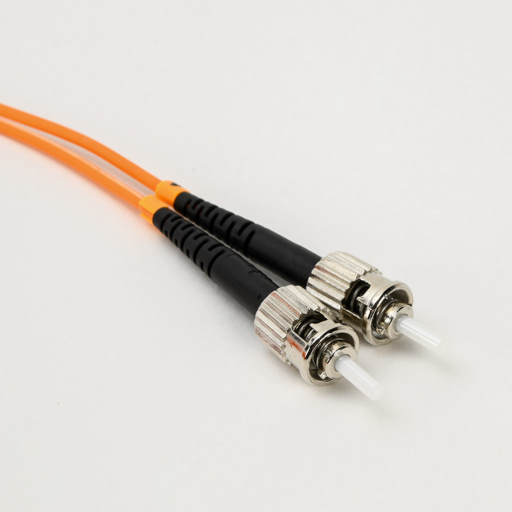 AchieVe OM1 multi-mode fiber optic Ethernet patch cable, LC duplex to ST duplex, 3.2ft/1m cable length, orange. For use with 10/100/1000 Mbps networks.-FOM-OM1-LCST-001