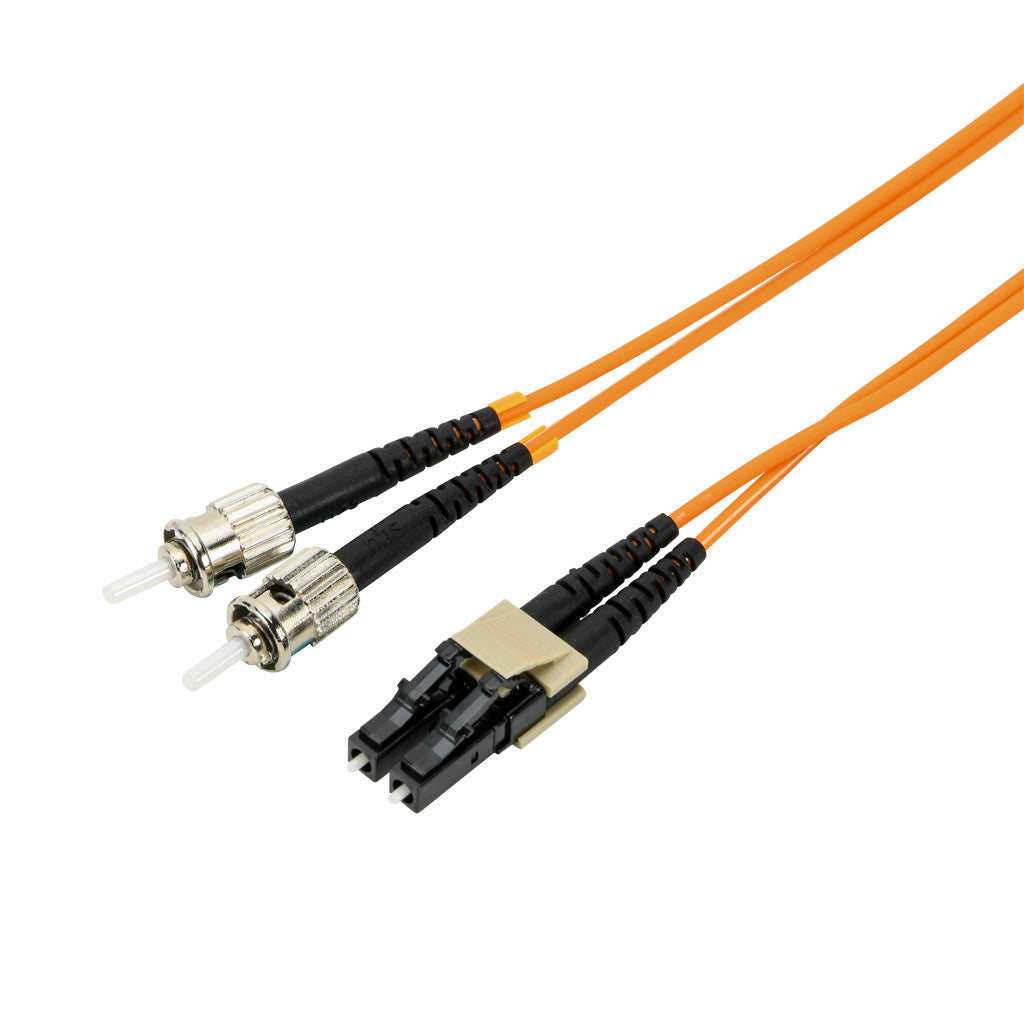 AchieVe OM1 multi-mode fiber optic Ethernet patch cable, LC duplex to ST duplex, 9.8ft/3m cable length, orange. For use with 10/100/1000 Mbps networks.-FOM-OM1-LCST-003