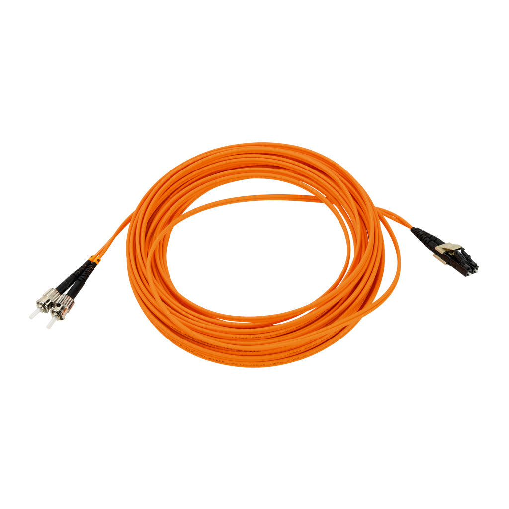 AchieVe OM1 multi-mode fiber optic Ethernet patch cable, LC duplex to ST duplex, 32.8ft/10m cable length, orange. For use with 10/100/1000 Mbps networks.-FOM-OM1-LCST-010