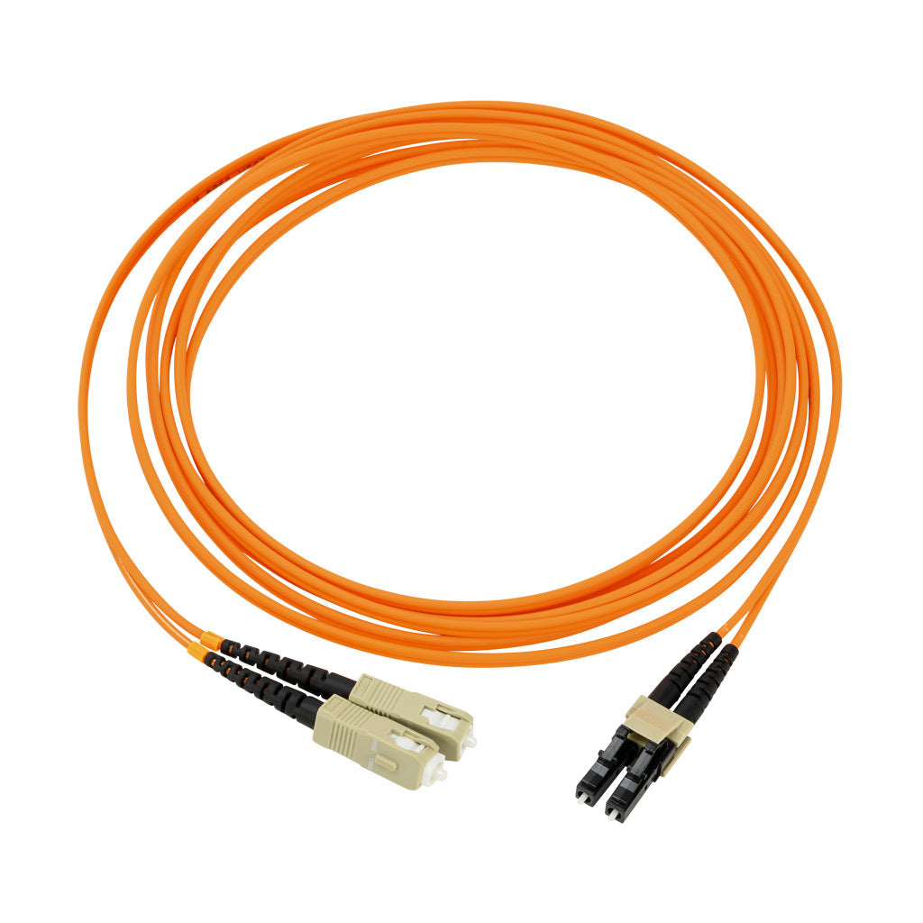 AchieVe OM1 multi-mode fiber optic Ethernet patch cable, SC duplex to LC duplex, 9.8ft/3m cable length, orange. For use with 10/100/1000 Mbps networks.-FOM-OM1-SCLC-003