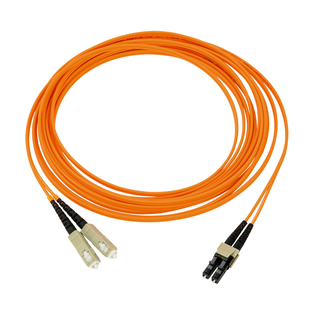 AchieVe OM1 multi-mode fiber optic Ethernet patch cable, SC duplex to LC duplex, 16.4ft/5m cable length, orange. For use with 10/100/1000 Mbps networks.-FOM-OM1-SCLC-005