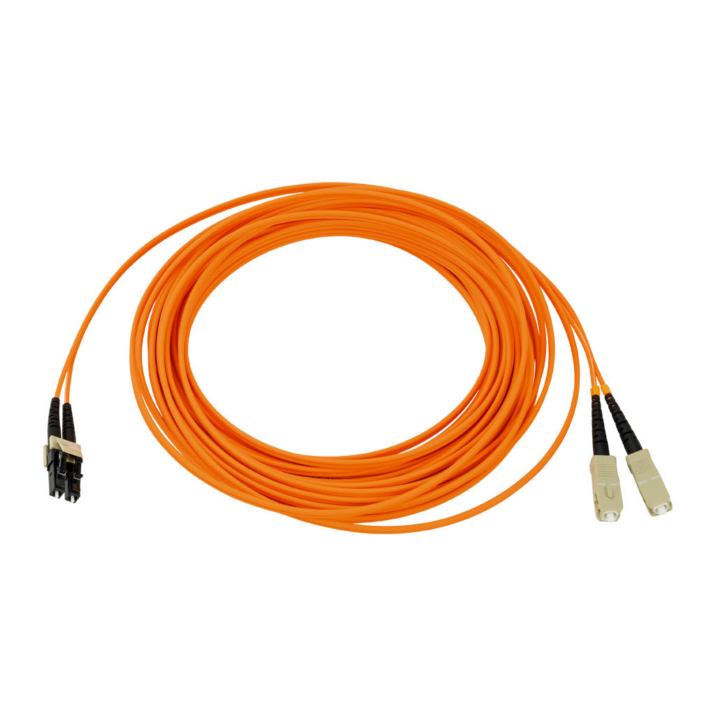 AchieVe OM1 multi-mode fiber optic Ethernet patch cable, SC duplex to LC duplex, 32.8ft/10m cable length, orange. For use with 10/100/1000 Mbps networks.-FOM-OM1-SCLC-010