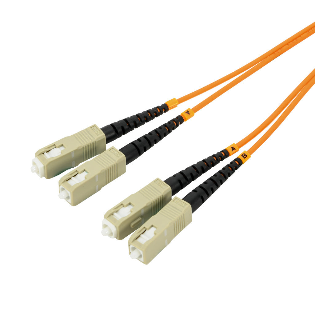 AchieVe OM1 multi-mode fiber optic Ethernet patch cable, SC duplex to SC duplex, 3.2ft/1m cable length, orange. For use with 10/100/1000 Mbps networks.-FOM-OM1-SCSC-001