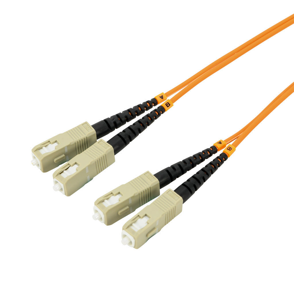 AchieVe OM1 multi-mode fiber optic Ethernet patch cable, SC duplex to SC duplex, 9.8ft/3m cable length, orange. For use with 10/100/1000 Mbps networks.-FOM-OM1-SCSC-003