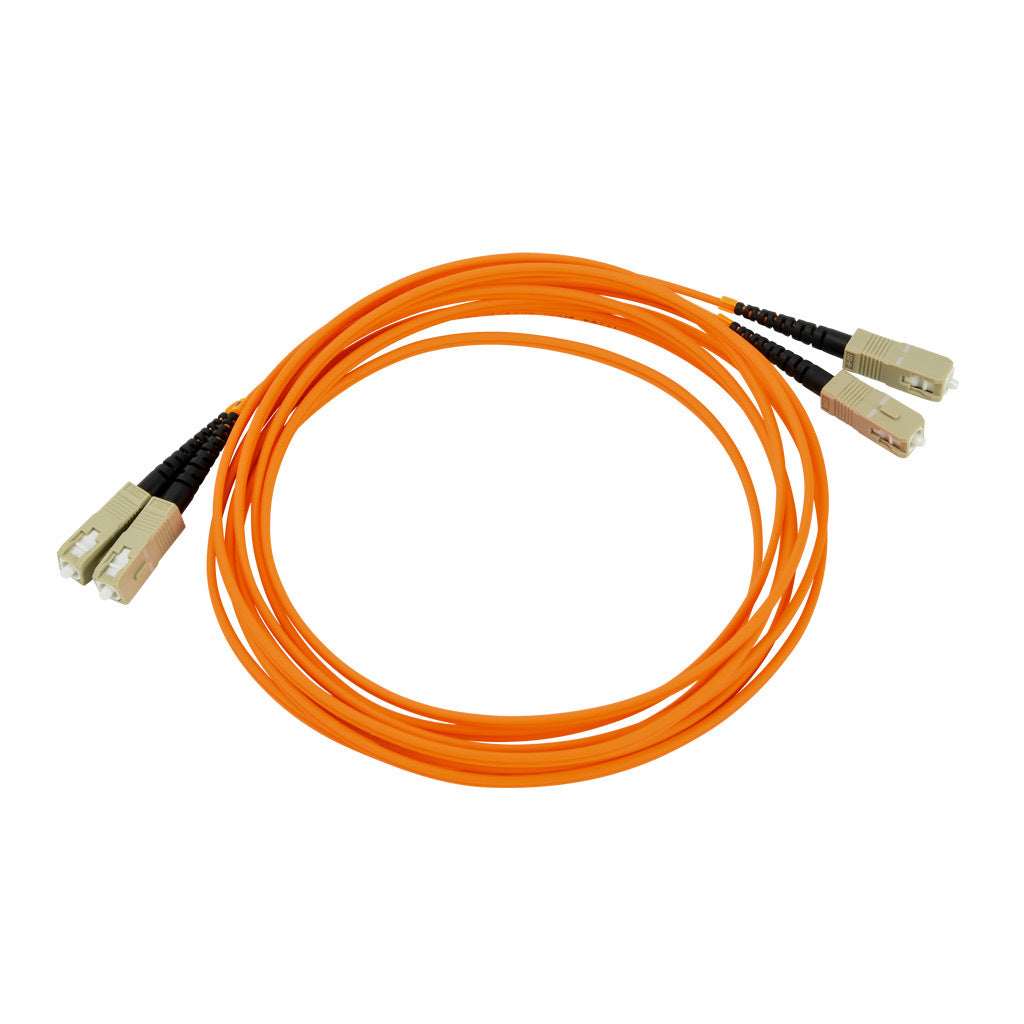 AchieVe OM1 multi-mode fiber optic Ethernet patch cable, SC duplex to SC duplex, 9.8ft/3m cable length, orange. For use with 10/100/1000 Mbps networks.-FOM-OM1-SCSC-003