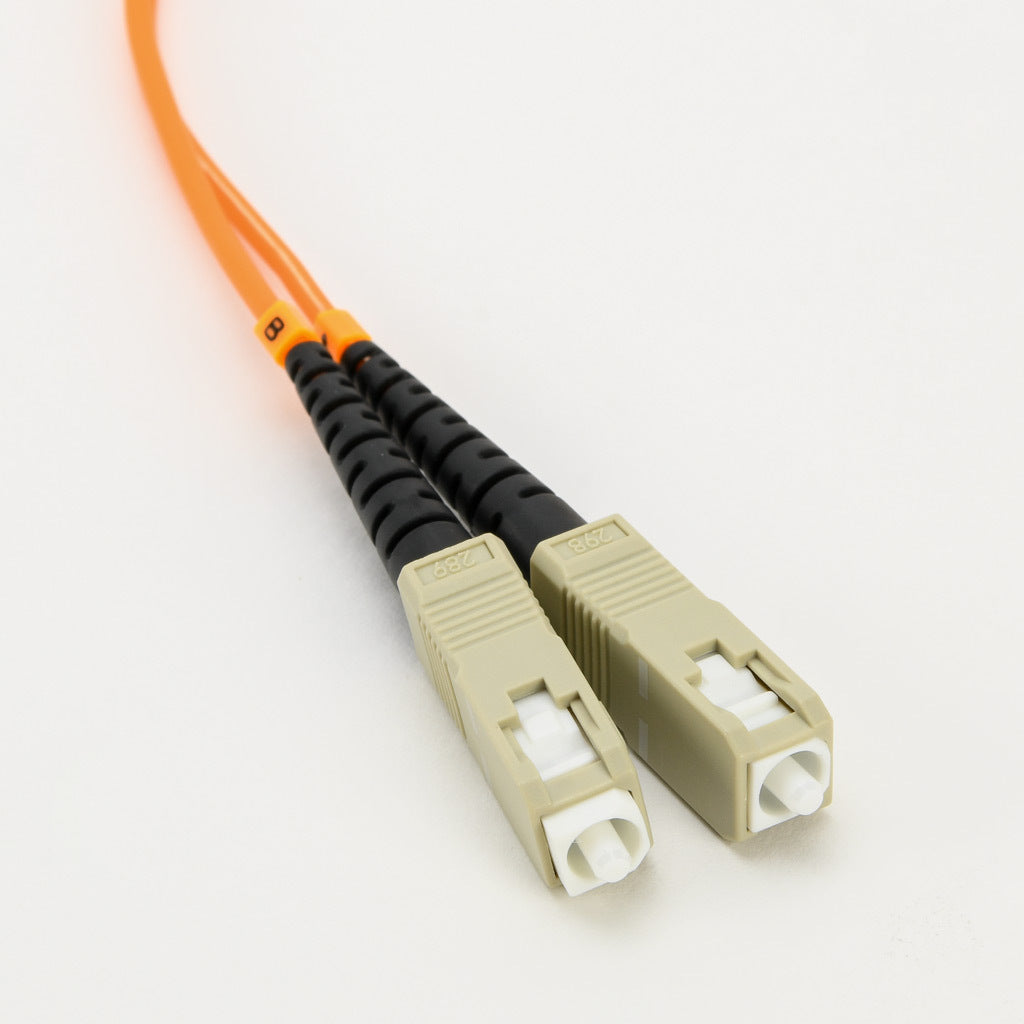 AchieVe OM1 multi-mode fiber optic Ethernet patch cable, SC duplex to SC duplex, 9.8ft/3m cable length, orange. For use with 10/100/1000 Mbps networks.-FOM-OM1-SCSC-003