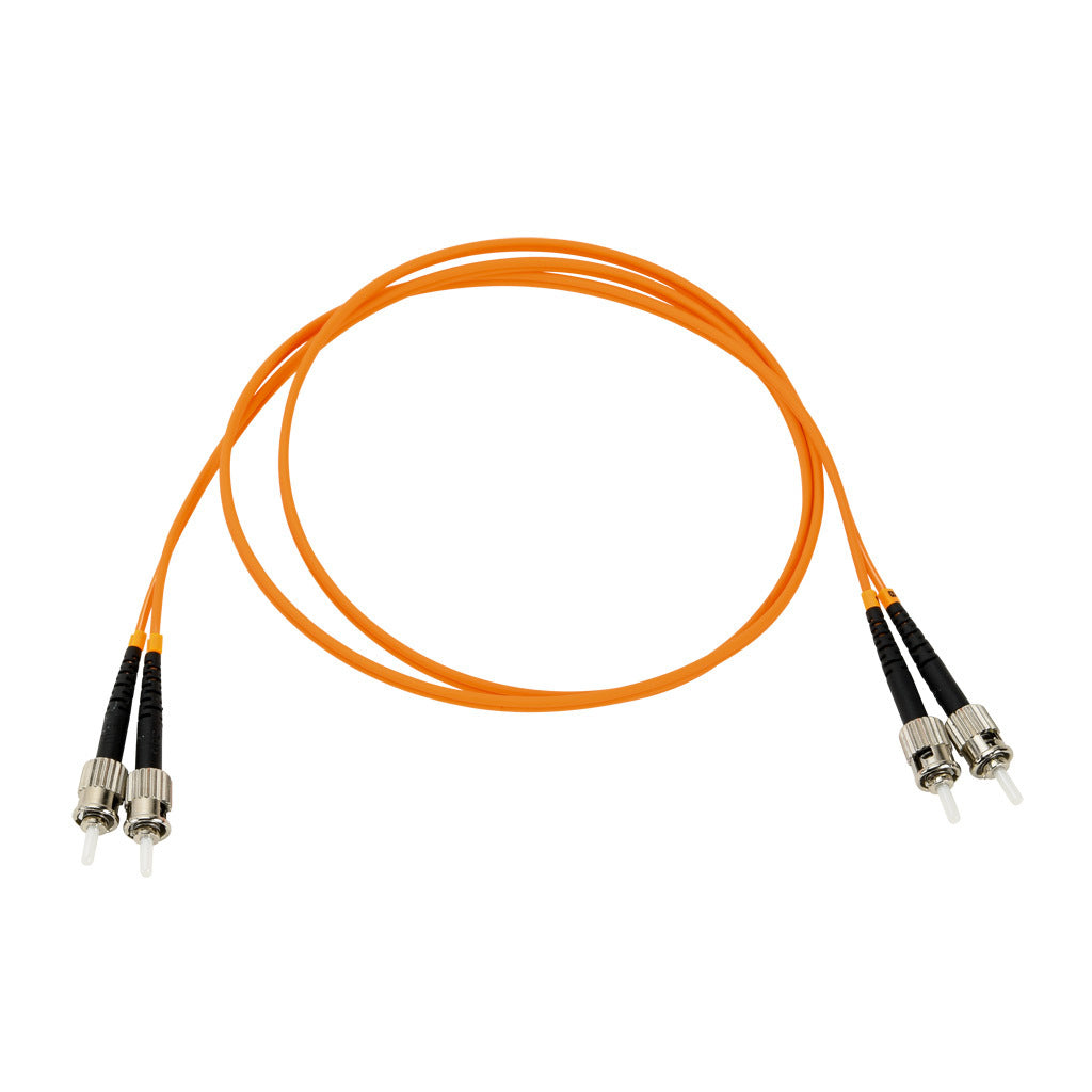 AchieVe OM1 multi-mode fiber optic Ethernet patch cable, ST duplex to ST duplex, 3.2ft/1m cable length, orange. For use with 10/100/1000 Mbps networks.-FOM-OM1-STST-001
