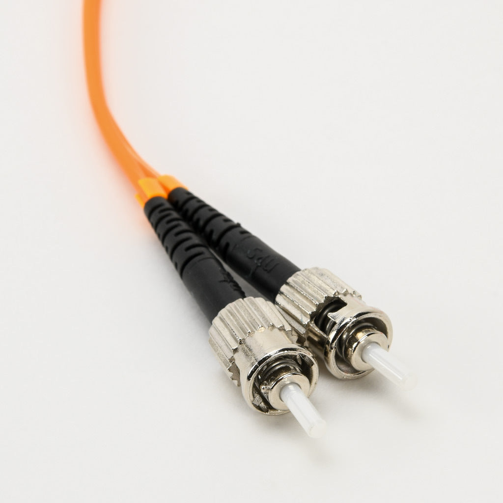 AchieVe OM1 multi-mode fiber optic Ethernet patch cable, ST duplex to ST duplex, 3.2ft/1m cable length, orange. For use with 10/100/1000 Mbps networks.-FOM-OM1-STST-001