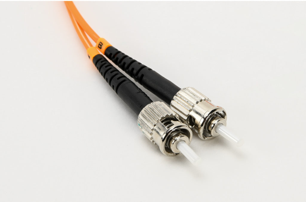 AchieVe OM1 multi-mode fiber optic Ethernet patch cable, ST duplex to ST duplex, 9.8ft/3m cable length, orange. For use with 10/100/1000 Mbps networks.-FOM-OM1-STST-003