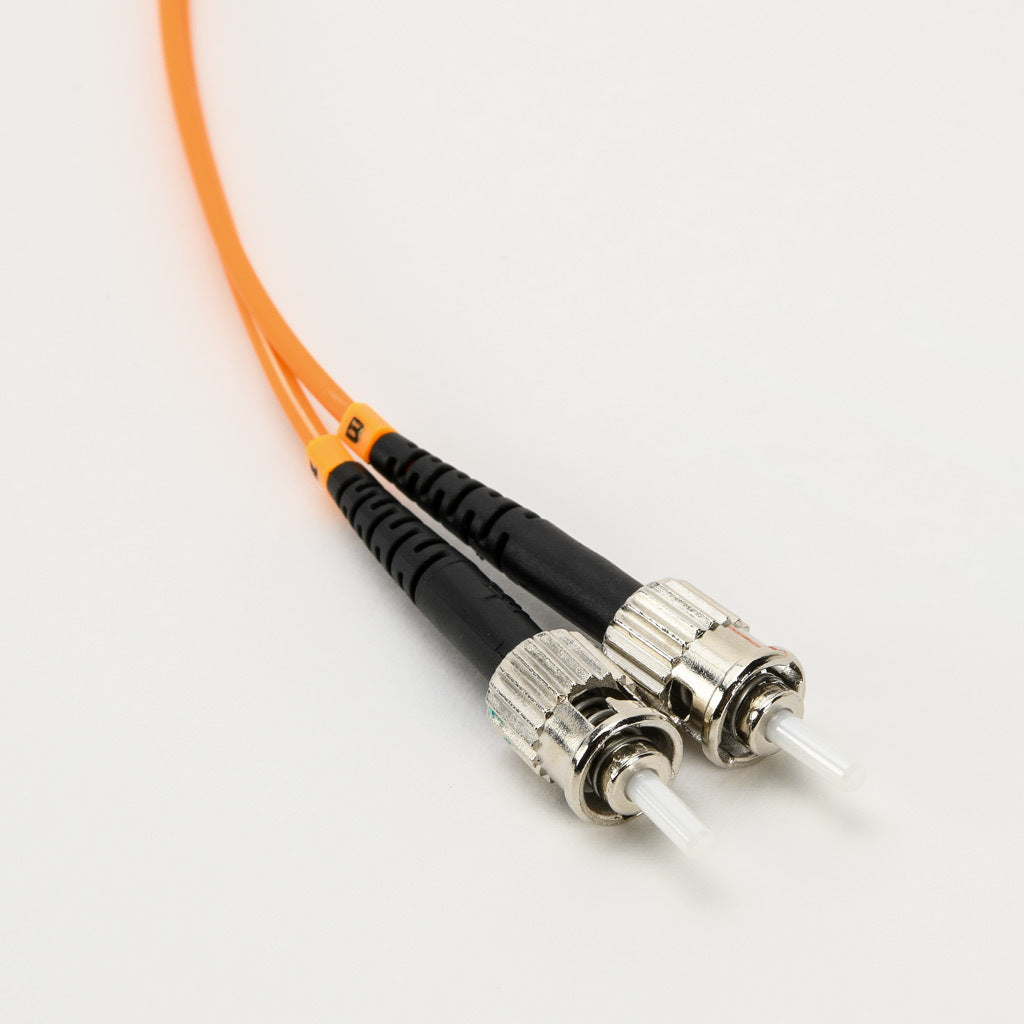 AchieVe OM1 multi-mode fiber optic Ethernet patch cable, ST duplex to ST duplex, 9.8ft/3m cable length, orange. For use with 10/100/1000 Mbps networks.-FOM-OM1-STST-003