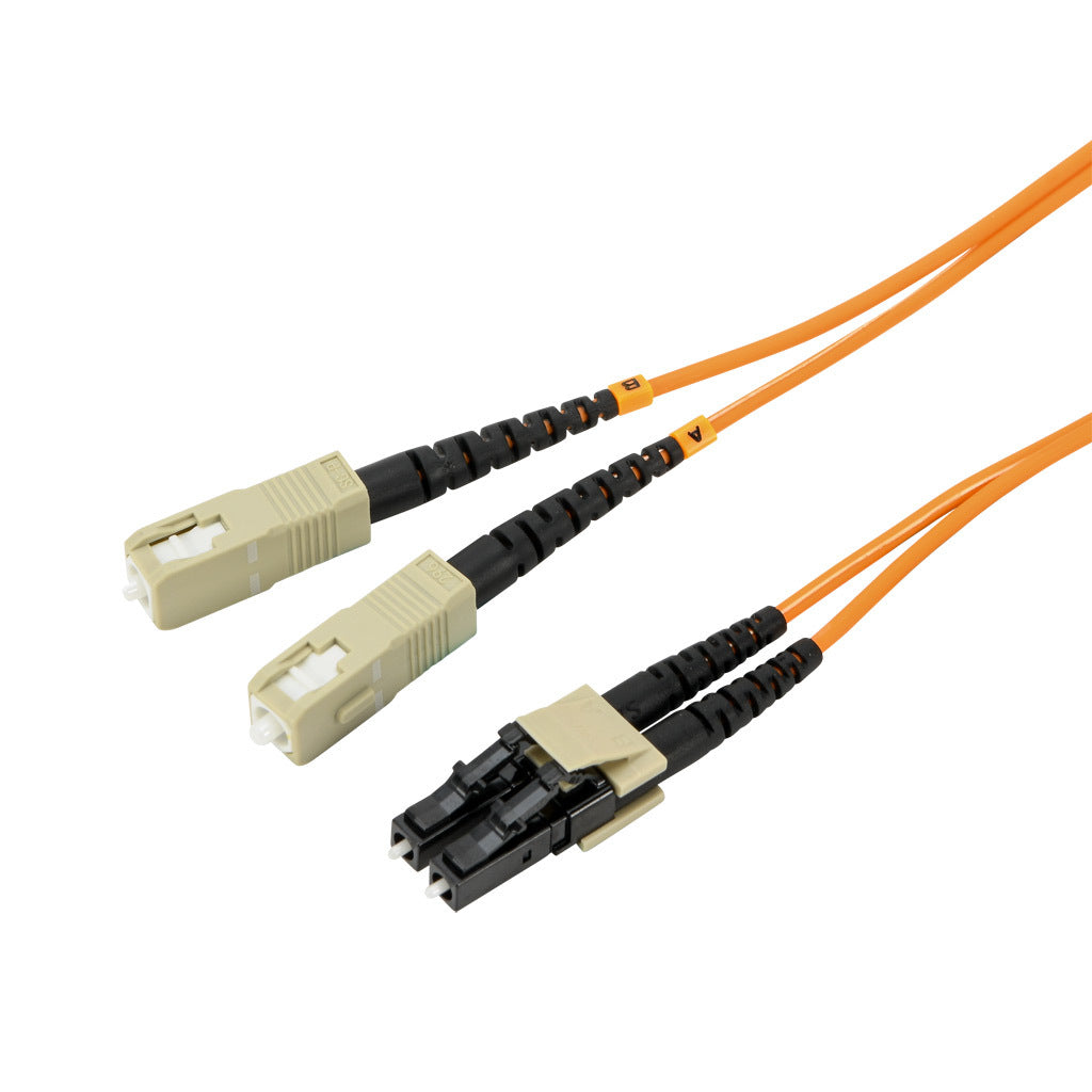 AchieVe OM2 multi-mode fiber optic Ethernet patch cable, SC duplex to LC duplex, 3.2ft/1m cable length, orange. For use with 1/10 Gbps networks.-FOM-OM2-SCLC-001