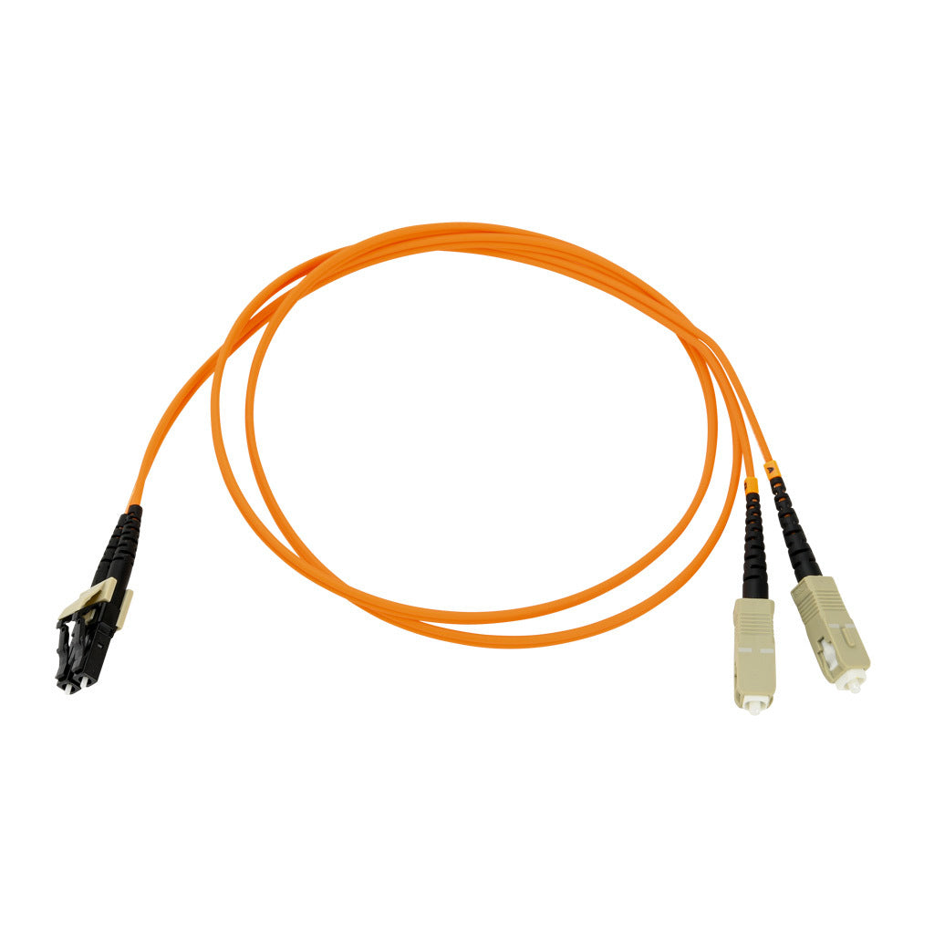 AchieVe OM2 multi-mode fiber optic Ethernet patch cable, SC duplex to LC duplex, 3.2ft/1m cable length, orange. For use with 1/10 Gbps networks.-FOM-OM2-SCLC-001