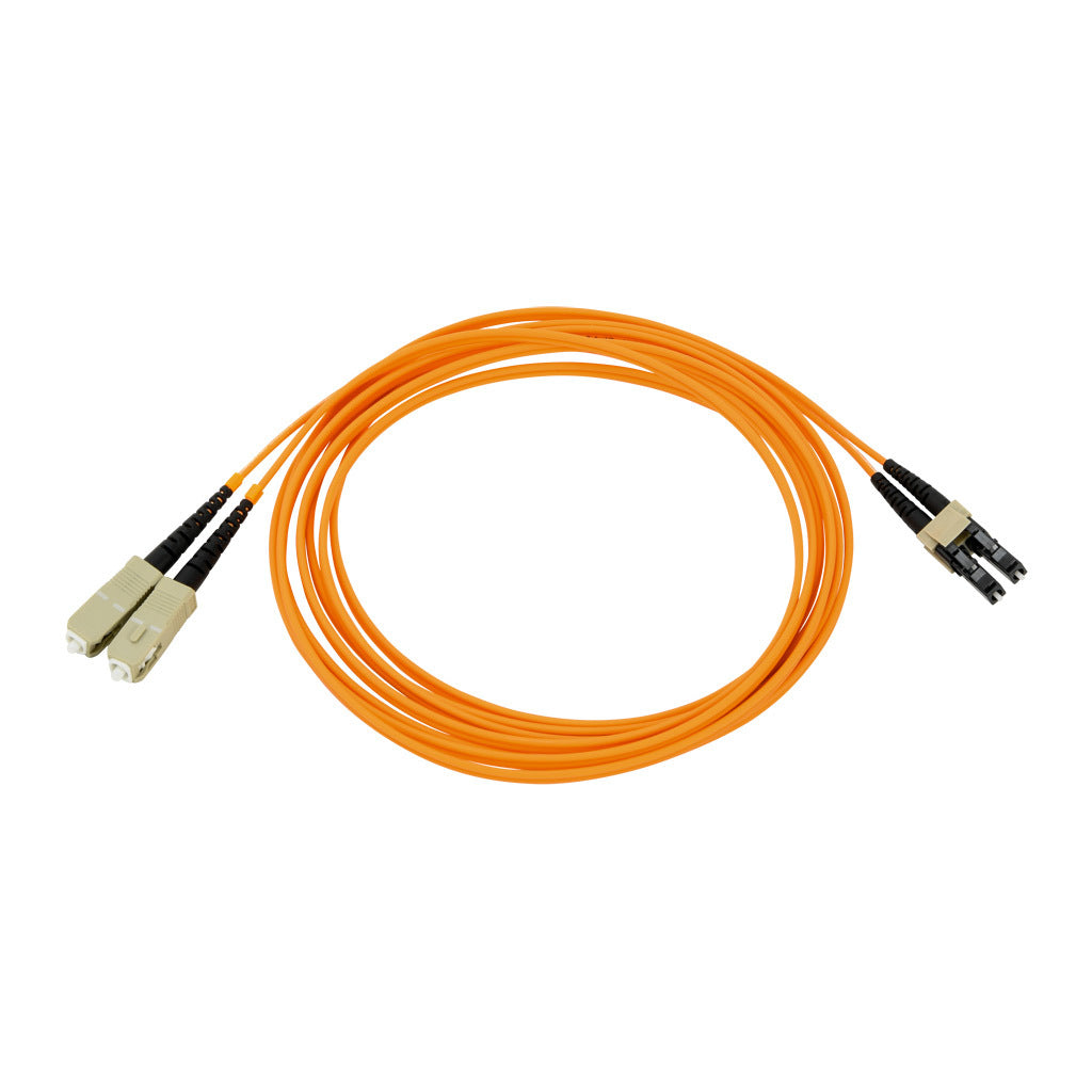 AchieVe OM2 multi-mode fiber optic Ethernet patch cable, SC duplex to LC duplex, 9.8ft/3m cable length, orange. For use with 1/10 Gbps networks.-FOM-OM2-SCLC-003