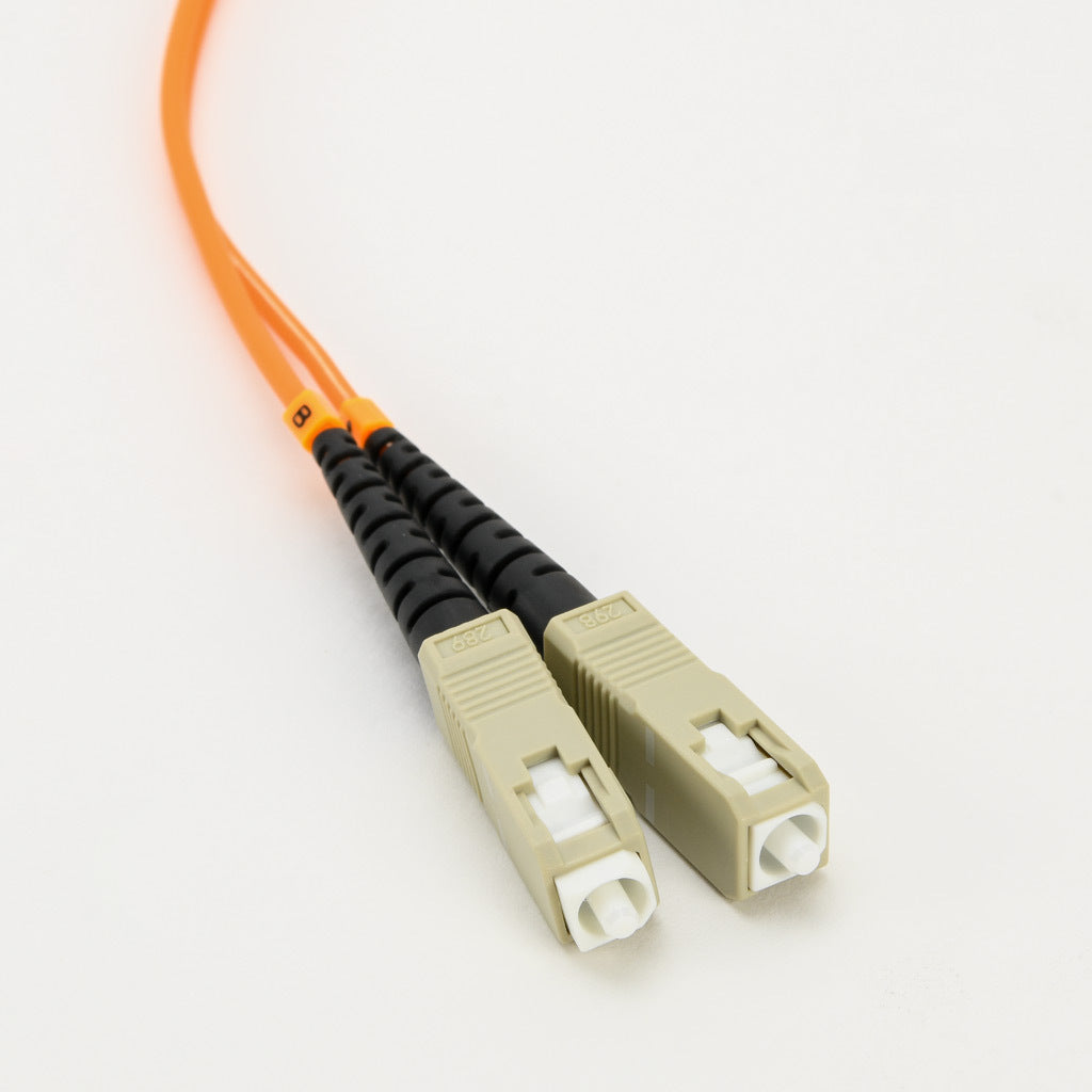 AchieVe OM2 multi-mode fiber optic Ethernet patch cable, SC duplex to LC duplex, 9.8ft/3m cable length, orange. For use with 1/10 Gbps networks.-FOM-OM2-SCLC-003