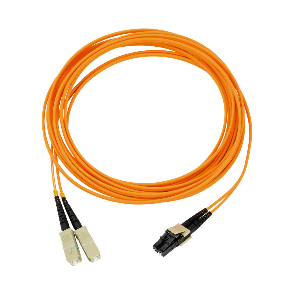 AchieVe OM2 multi-mode fiber optic Ethernet patch cable, SC duplex to LC duplex, 16.4ft/5m cable length, orange. For use with 1/10 Gbps networks.-FOM-OM2-SCLC-005