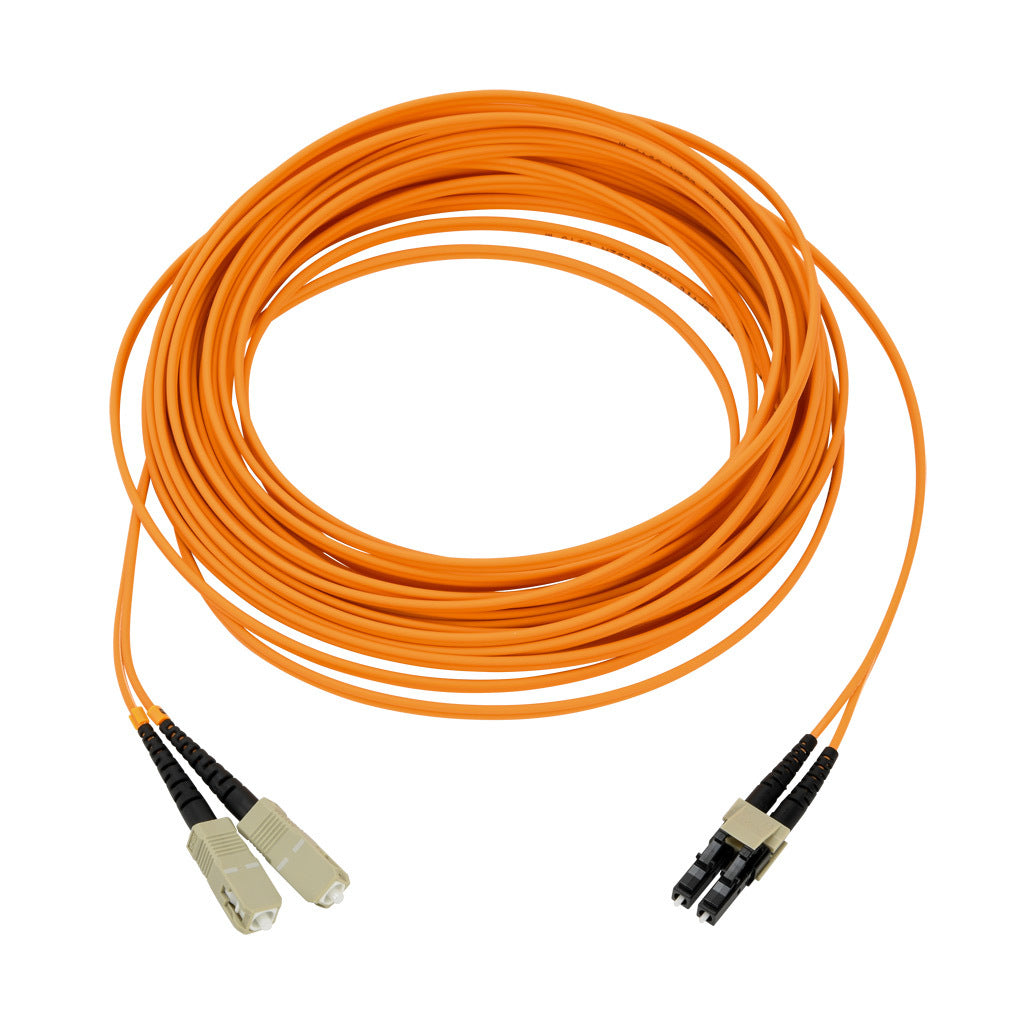AchieVe OM2 multi-mode fiber optic Ethernet patch cable, SC duplex to LC duplex, 32.8ft/10m cable length, orange. For use with 1/10 Gbps networks.-FOM-OM2-SCLC-010