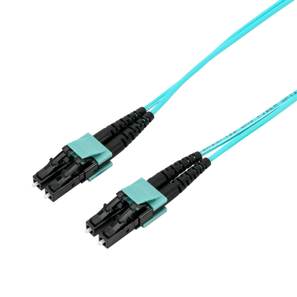 AchieVe OM3 multi-mode fiber optic Ethernet patch cable, LC duplex to LC duplex, 9.8ft/3m cable length, aqua. For use with 1/10 Gbps networks.-FOM-OM3-LCLC-003