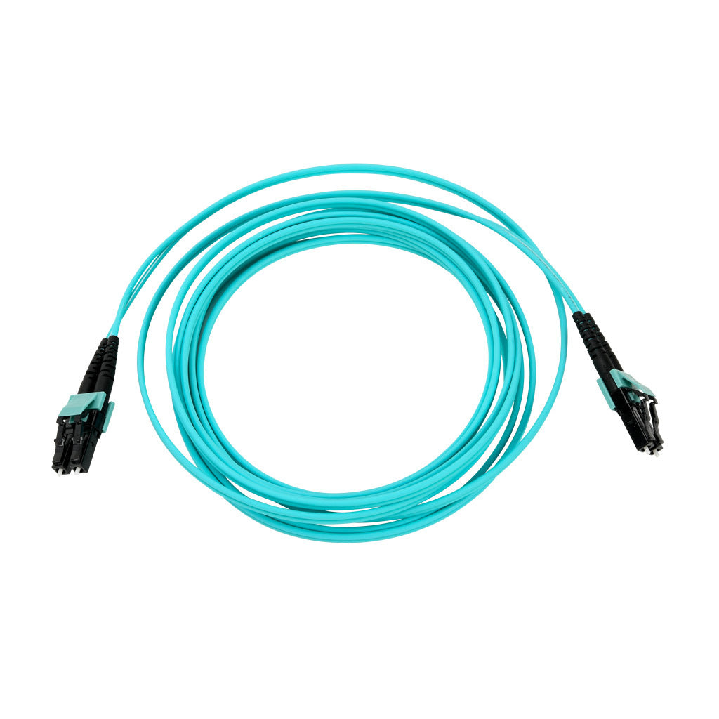 AchieVe OM3 multi-mode fiber optic Ethernet patch cable, LC duplex to LC duplex, 9.8ft/3m cable length, aqua. For use with 1/10 Gbps networks.-FOM-OM3-LCLC-003