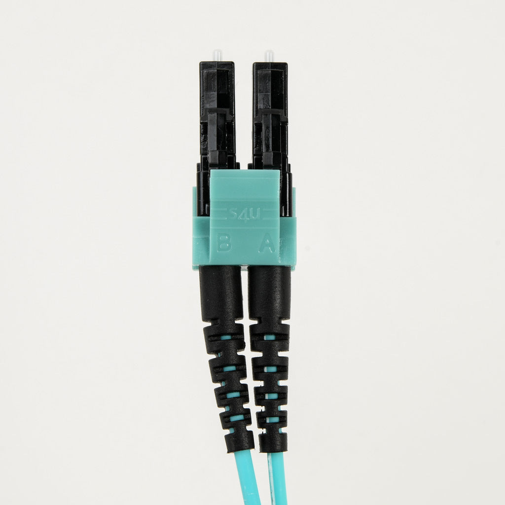 AchieVe OM3 multi-mode fiber optic Ethernet patch cable, LC duplex to LC duplex, 9.8ft/3m cable length, aqua. For use with 1/10 Gbps networks.-FOM-OM3-LCLC-003