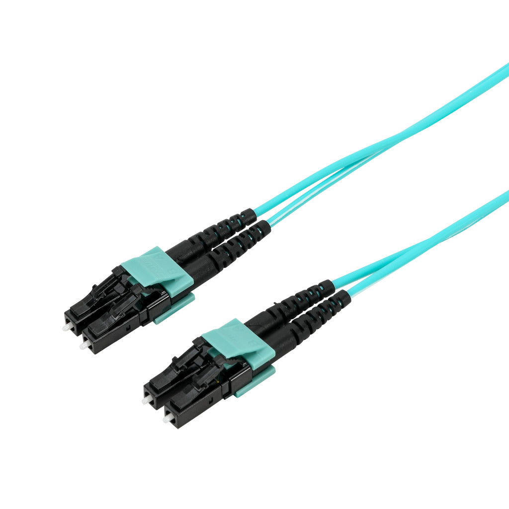 AchieVe OM3 multi-mode fiber optic Ethernet patch cable, LC duplex to LC duplex, 32.8ft/10m cable length, aqua. For use with 1/10 Gbps networks.-FOM-OM3-LCLC-010