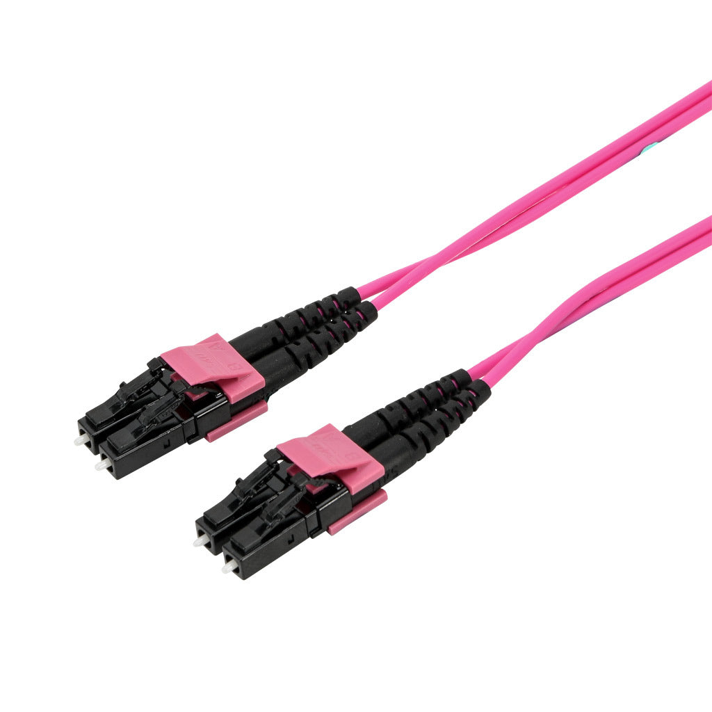 AchieVe OM4 multi-mode fiber optic Ethernet patch cable, LC duplex to LC duplex, 3.2ft/1m cable length, violet. For use with 1/10 Gbps networks.-FOM-OM4-LCLC-001