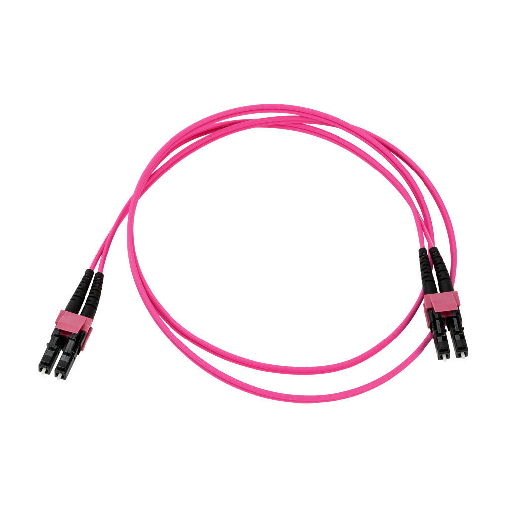 AchieVe OM4 multi-mode fiber optic Ethernet patch cable, LC duplex to LC duplex, 3.2ft/1m cable length, violet. For use with 1/10 Gbps networks.-FOM-OM4-LCLC-001