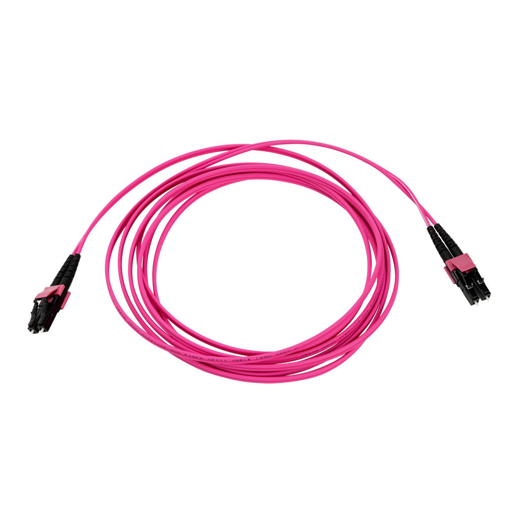 AchieVe OM4 multi-mode fiber optic Ethernet patch cable, LC duplex to LC duplex, 9.8ft/3m cable length, violet. For use with 1/10 Gbps networks.-FOM-OM4-LCLC-003