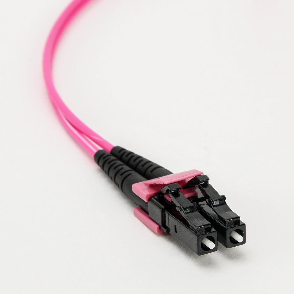 AchieVe OM4 multi-mode fiber optic Ethernet patch cable, LC duplex to LC duplex, 9.8ft/3m cable length, violet. For use with 1/10 Gbps networks.-FOM-OM4-LCLC-003