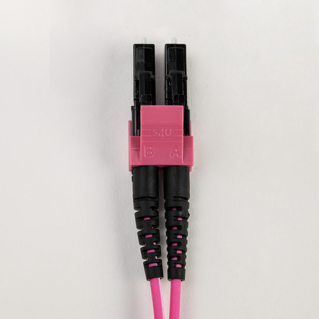 AchieVe OM4 multi-mode fiber optic Ethernet patch cable, LC duplex to LC duplex, 9.8ft/3m cable length, violet. For use with 1/10 Gbps networks.-FOM-OM4-LCLC-003