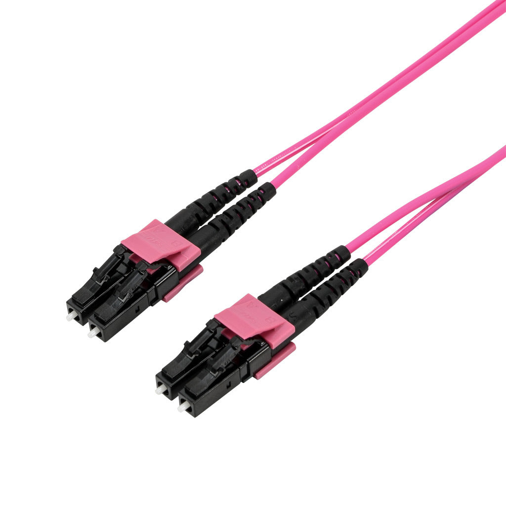 AchieVe OM4 multi-mode fiber optic Ethernet patch cable, LC duplex to LC duplex, 16.4ft/5m cable length, violet. For use with 1/10 Gbps networks.-FOM-OM4-LCLC-005
