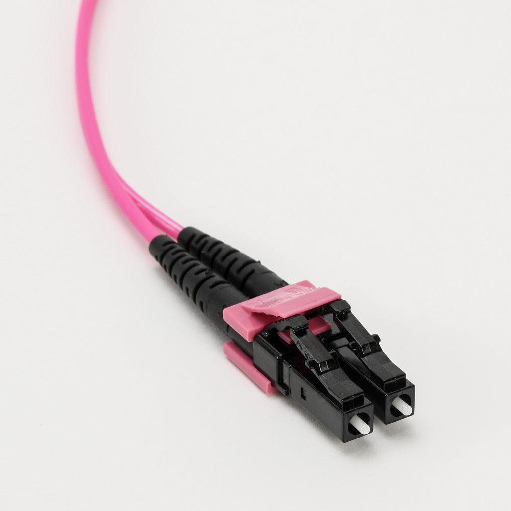 AchieVe OM4 multi-mode fiber optic Ethernet patch cable, LC duplex to LC duplex, 16.4ft/5m cable length, violet. For use with 1/10 Gbps networks.-FOM-OM4-LCLC-005