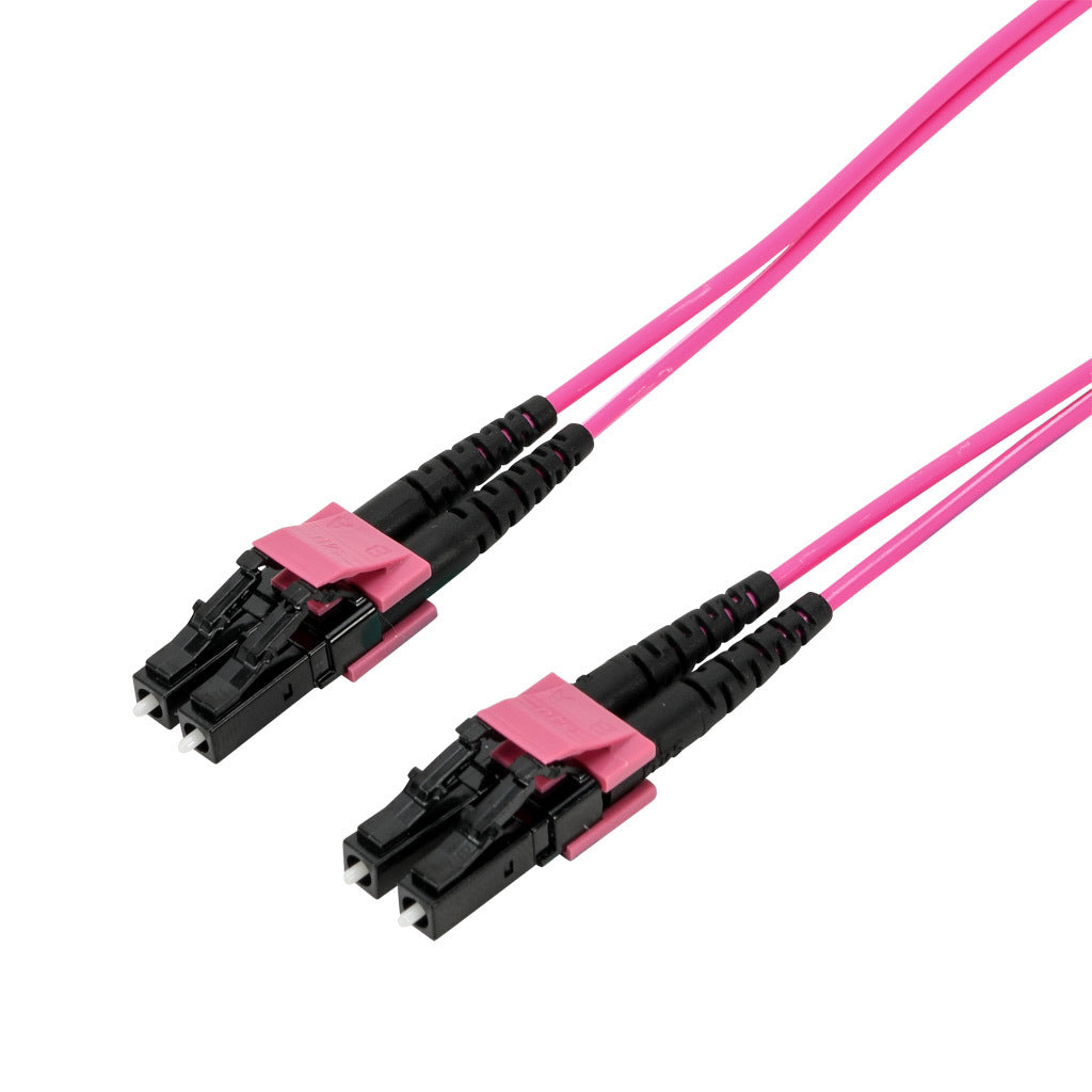 AchieVe OM4 multi-mode fiber optic Ethernet patch cable, LC duplex to LC duplex, 32.8ft/10m cable length, violet. For use with 1/10 Gbps networks.-FOM-OM4-LCLC-010