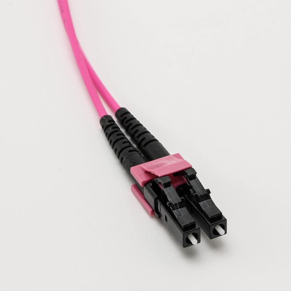 AchieVe OM4 multi-mode fiber optic Ethernet patch cable, LC duplex to LC duplex, 32.8ft/10m cable length, violet. For use with 1/10 Gbps networks.-FOM-OM4-LCLC-010