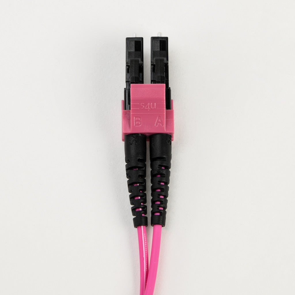 AchieVe OM4 multi-mode fiber optic Ethernet patch cable, LC duplex to LC duplex, 32.8ft/10m cable length, violet. For use with 1/10 Gbps networks.-FOM-OM4-LCLC-010