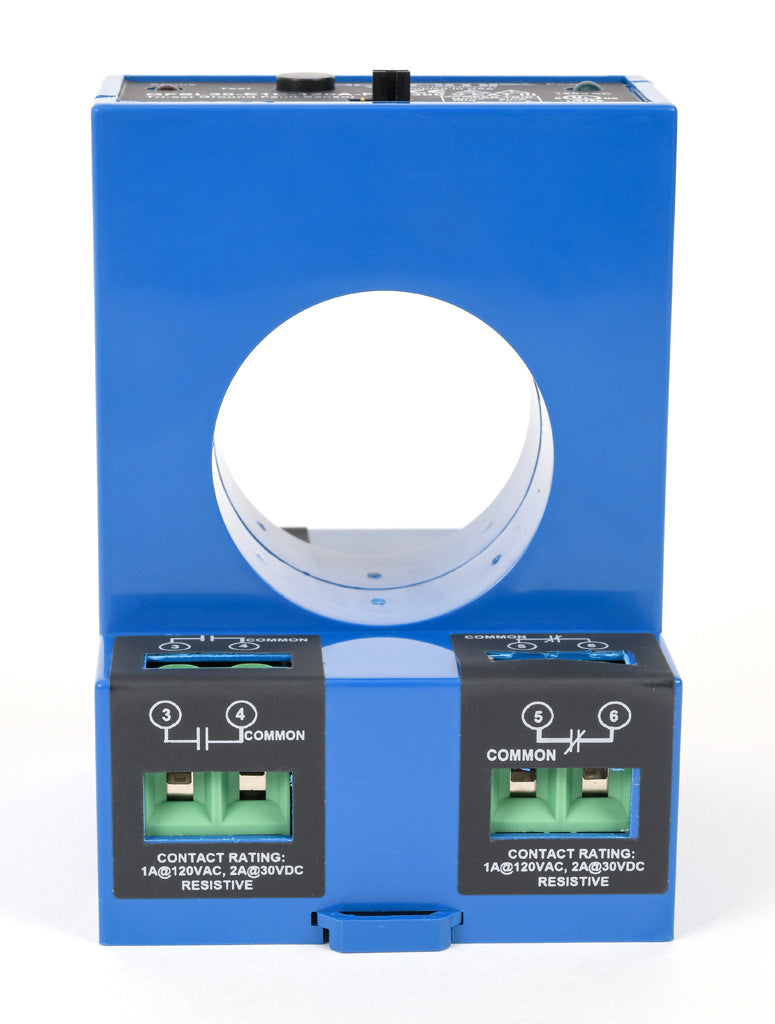 AcuAMP ground fault sensor, large aperture fixed core, 5, 10, or 30 mA selectable trip point, relay, SPDT normally energized, automatic reset output, 120 VAC operating voltage.-GFSL30-E1C-120A-F