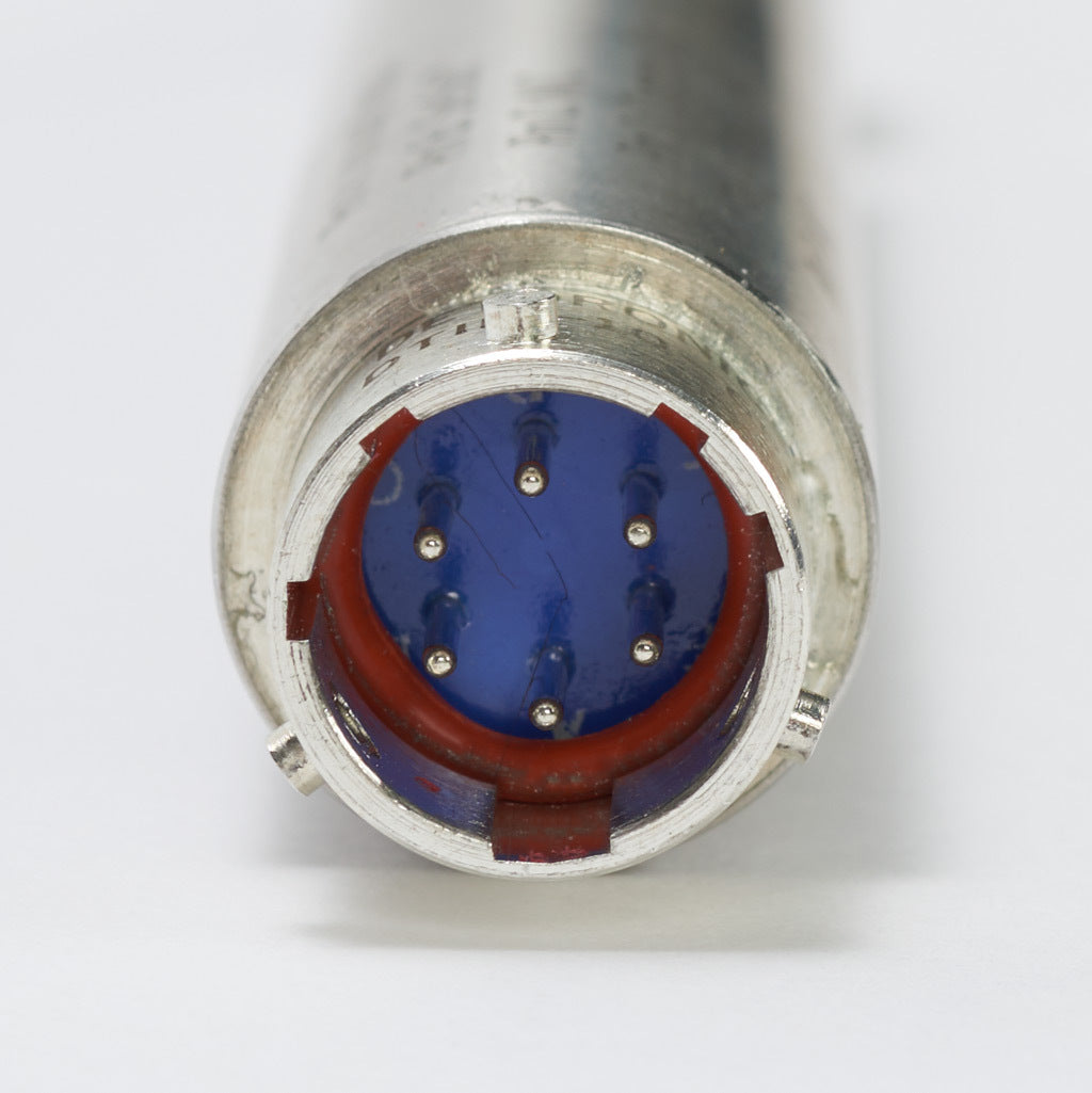 Alliance Sensors inductive linear position sensor, spring loaded slide, 50mm stroke, 0-10 VDC output, 19mm diameter x 129.0mm body, 1/2-20 UNF mount, 6-pin PT0.-GHSE19-050A-02-10S