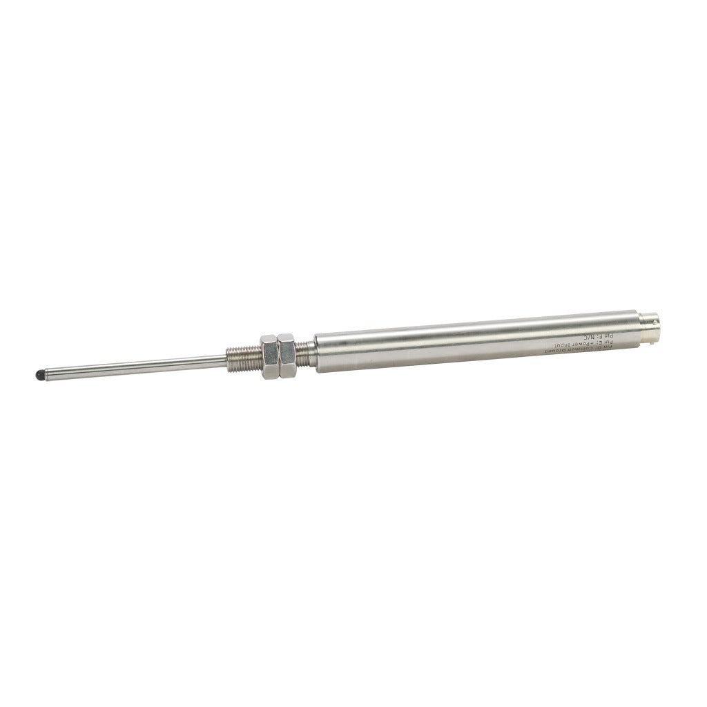 Alliance Sensors inductive linear position sensor, spring loaded slide, 75mm stroke, 4-20 mA output, 19mm diameter x 166.5mm body, 1/2-20 UNF mount, 6-pin PT0.-GHSI19-075A-02-20S
