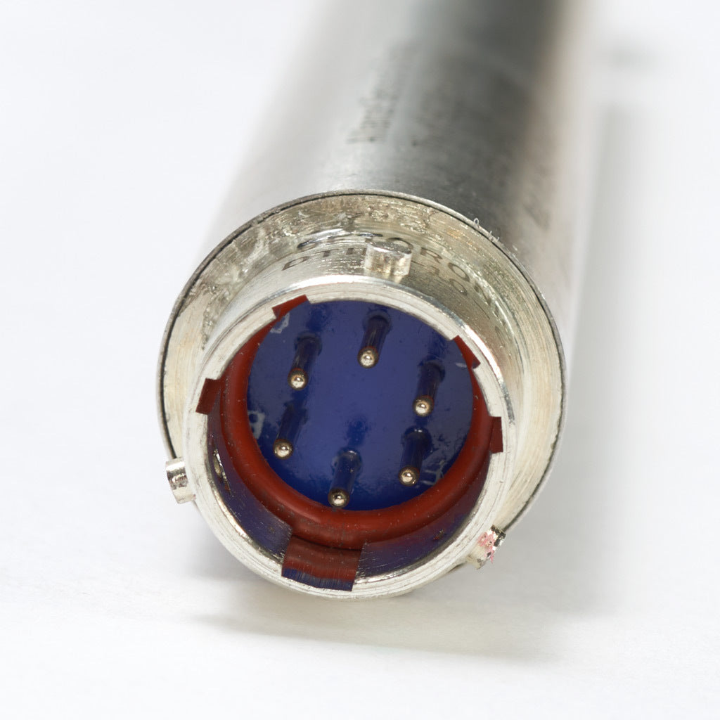 Alliance Sensors inductive linear position sensor, spring loaded slide, 75mm stroke, 4-20 mA output, 19mm diameter x 166.5mm body, 1/2-20 UNF mount, 6-pin PT0.-GHSI19-075A-02-20S