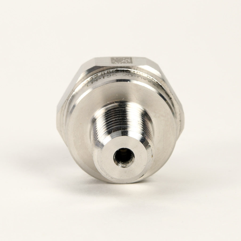 AchieVe pressure transmitter, 0 to 100 psig range, +/- 1% accuracy, stainless steel sensing element, 4-20 mA analog output, 1/4in male NPT process connection, 9-32 VDC operating voltage, 4-pin M12 quick-disconnect.-LPPT25-20-0100H