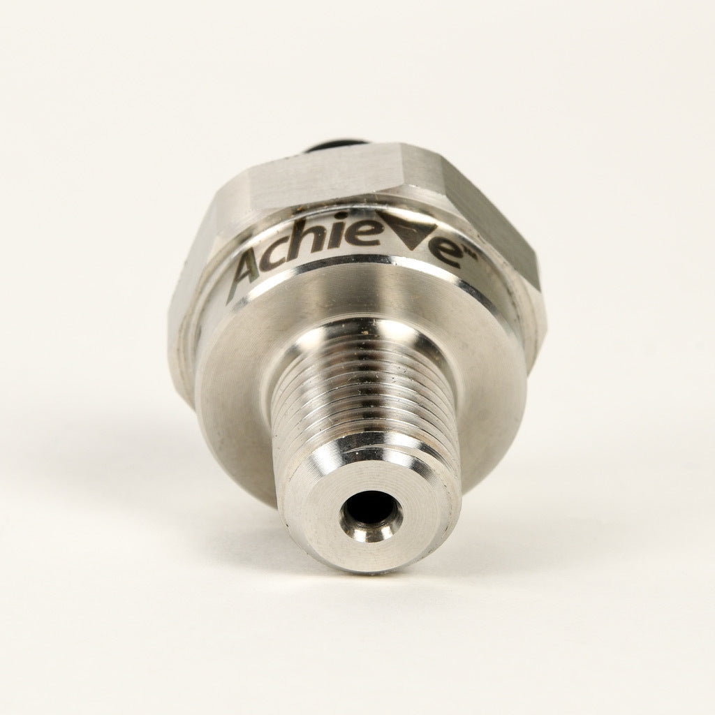 AchieVe pressure transmitter, 0 to 5000 psig range, +/- 1% accuracy, stainless steel sensing element, 4-20 mA analog output, 1/4in male NPT process connection, 9-32 VDC operating voltage, 4-pin M12 quick-disconnect.-LPPT25-20-5000H