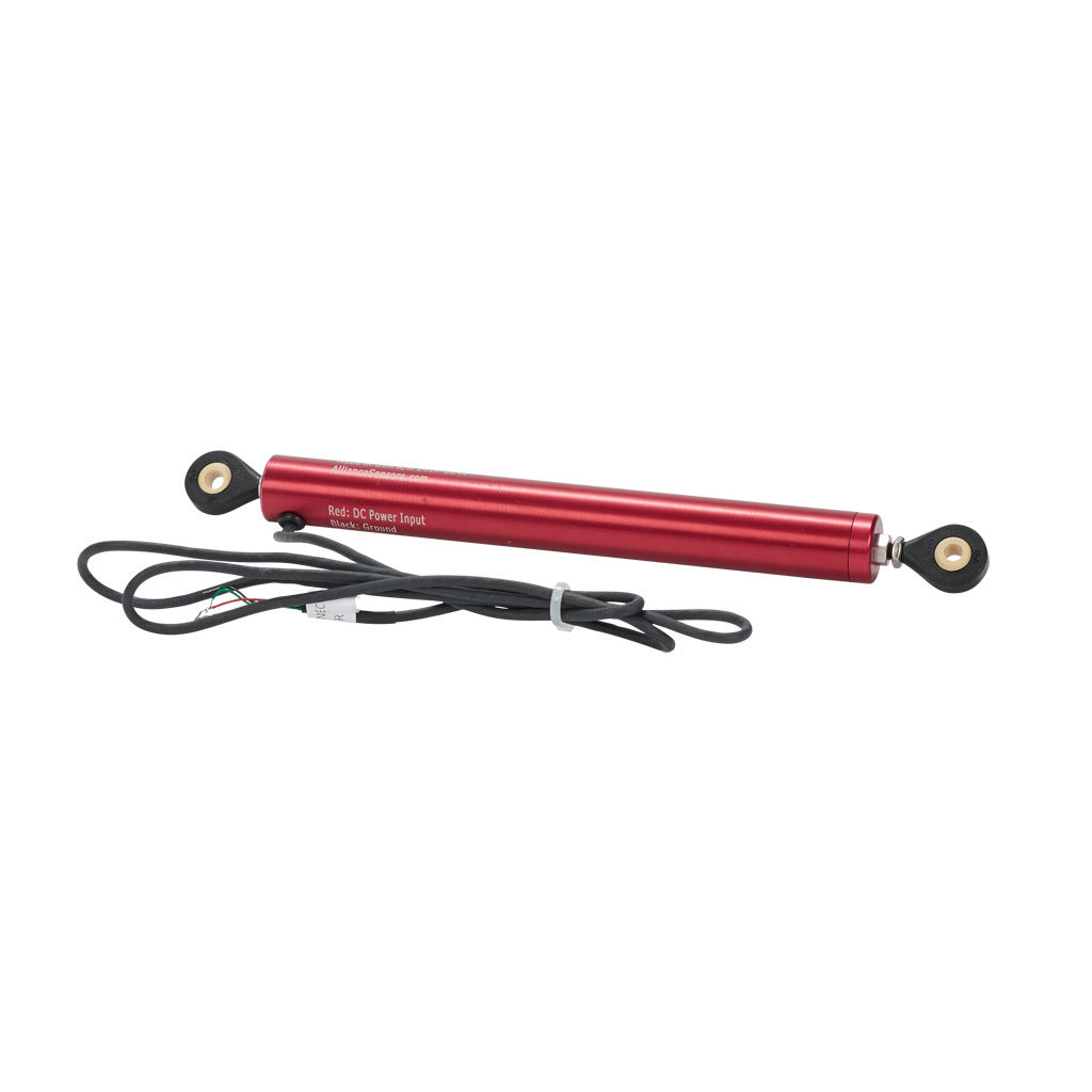 Alliance Sensors inductive linear position sensor, pivoting slide, 100mm stroke, 0-10 VDC output, 19mm diameter x 171.2mm body, rod eyes mount, pigtail, 3.2ft/1m cable length.-LRE19-100R-00-10A